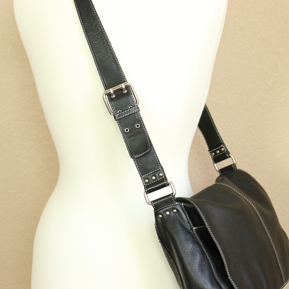 SOLD Black Pebbled Leather Purse Crossbody Bag